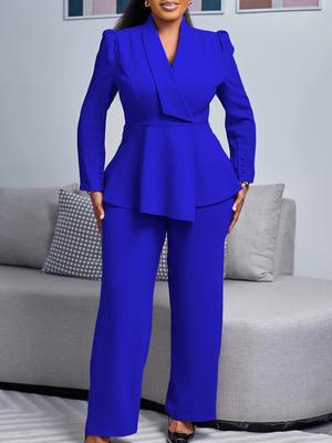 Womens 2025 Autumn/Winter Lapel Long Sleeve Top & Wide Leg Pants Set