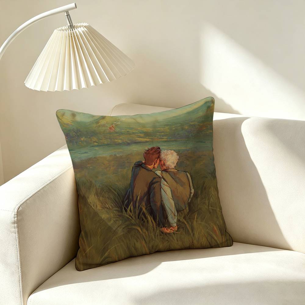 I-Ineffable Husbands Crowley Aziraphale Square Double-Sided printed Pillow Case Bedroom Bedside Pillow Sofa Cushion Cover