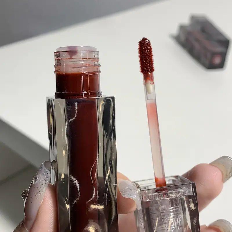 SHAQINUO Feuchtigkeitsspendender Lipgloss in schwarzer Tube, 6 Farben, feuchtigkeitsspendender Spiegel, Lippenglasur
