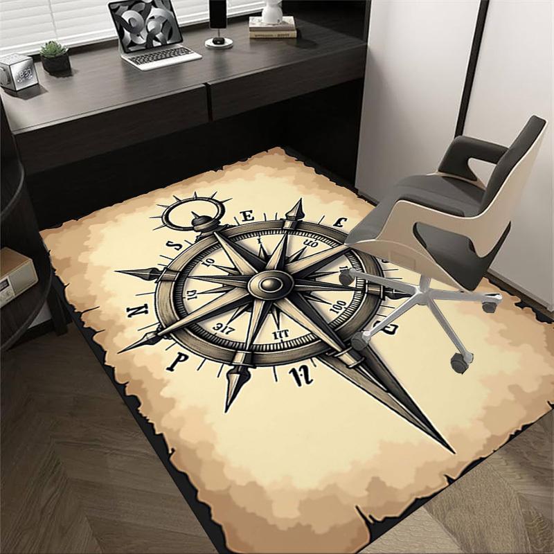 1PC Compass Nautical Extra Large Non Slip Floor Carpet, Office, Family, Bedroom, Studio Large Area Rug Indoor Rugs, Vibrant Colors
