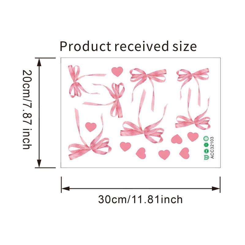 

Милые розовые наклейки на стену с бантом, бохо, бантик, декоративные наклейки на стену для спальни, наклейки на холодильник в виде сердечек любви, сделай сам, украшение для дома