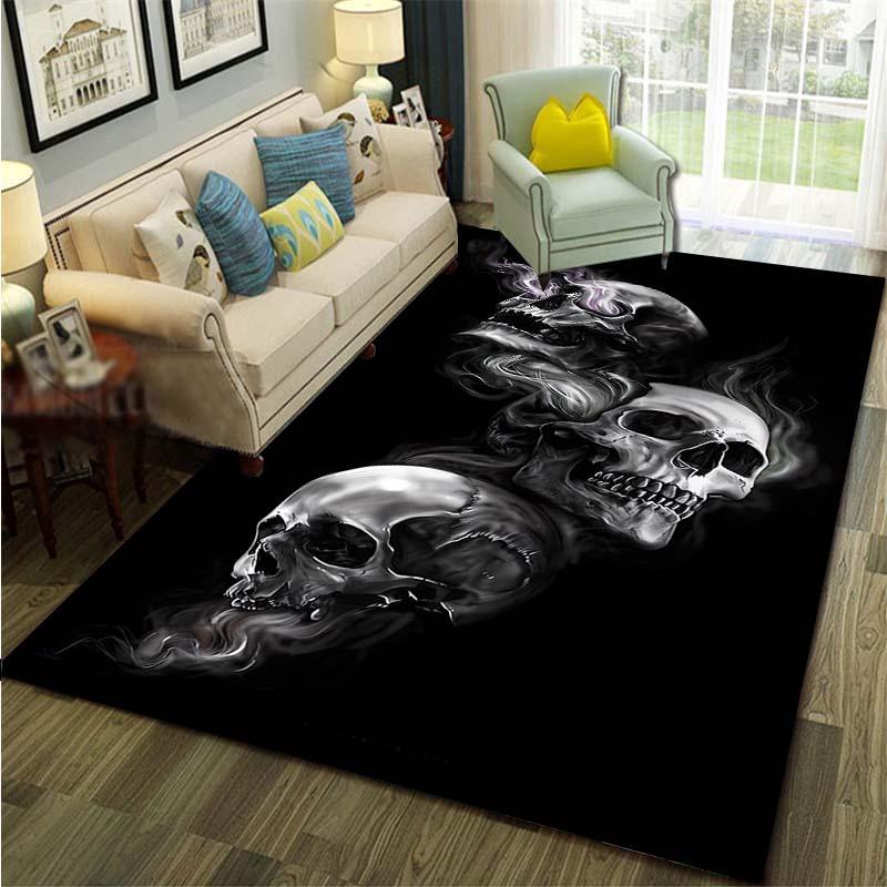 Horror Skull Dark Gothic Witchcraft Style Area Rug Subculture Decorative Carpet Doormat Living Room Bedroom Sofa Area Playroom