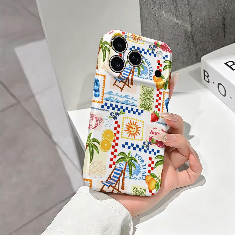 Sunbaked Retreat Summer Graphic Art Film Aesthetic Protective Shockproof Bumper Case Cover For iPhone 14 15 16 Pro Max Plus