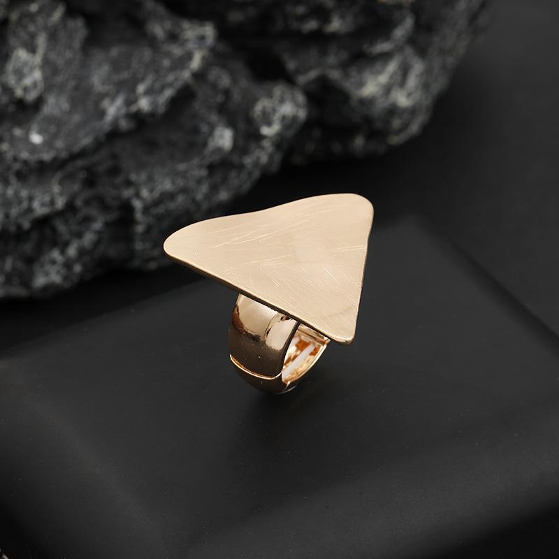 Geometric triangular metal ring, live texture brushed design jewelry