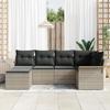 Ensemble de canapé de jardin 6 pièces avec coussins gris clair poly rattan, Canapé de jardin 2 places avec rangement 3354101
