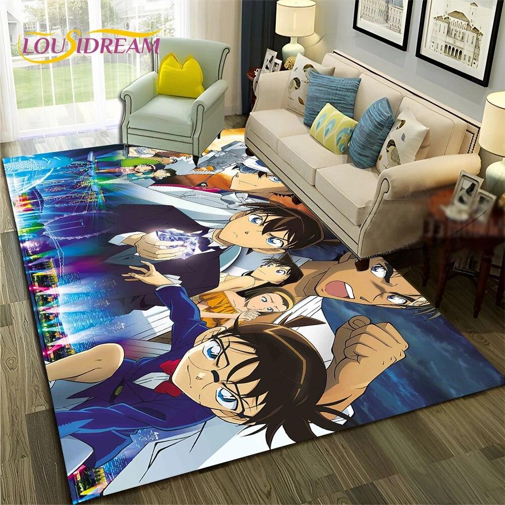 Cartoon HD Detective Conan Anime 3D Carpet Rug for Home Living Room Bedroom Sofa Doormat Decor,Child Area Rug Non-slip Floor Mat