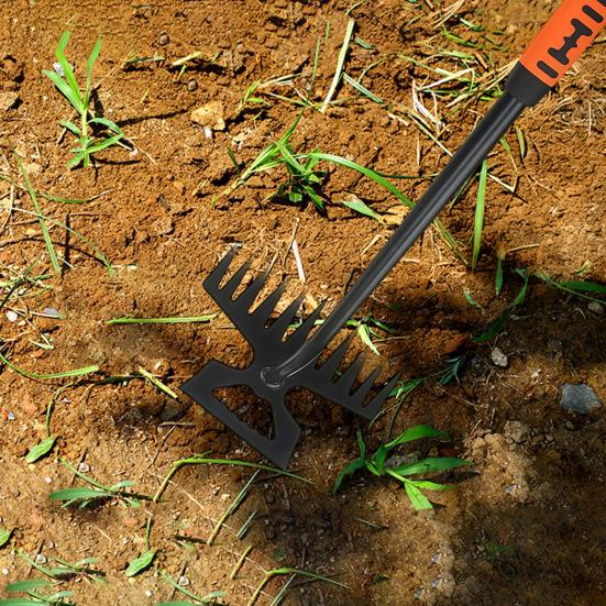 Weeding Rake Garden Hand Weeder with Long Handle 11 Teeth Weed Puller Rake for Precision Weeding Yard Lawn Farm Gardening