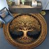 Golden Tree Round Area Rug,Carpet Rug for Living Room Bedroom Sofa Playroom Decor,Non-slip Floor Mat