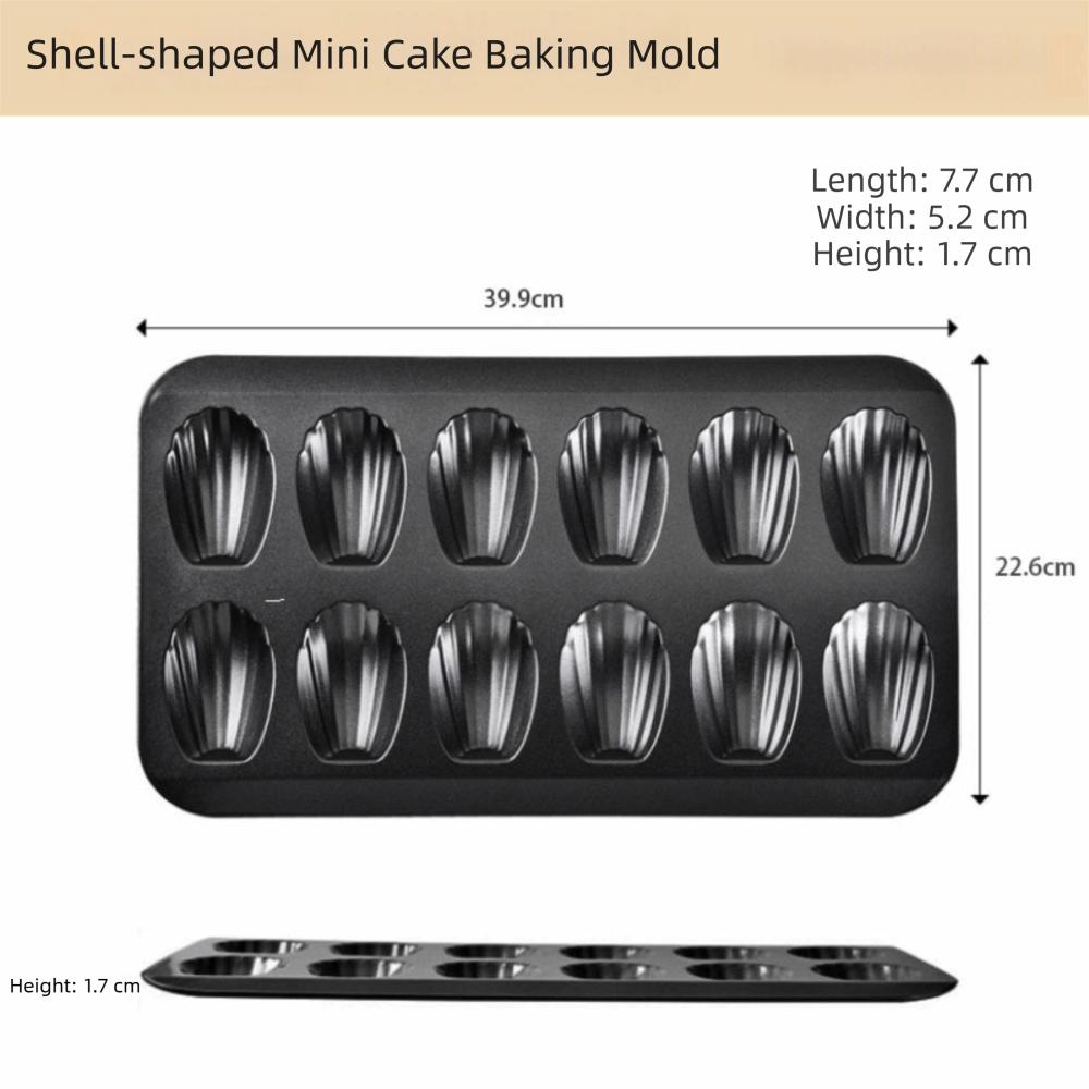 Carbon Steel Baking Pan 12 Cup Madeleine Tray Easy To Demold Baking Tool Oven Bakeware