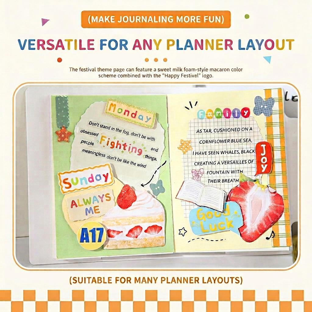 Alphabet Sticker Roll Transparent Die-Cut Pet Sticker Tape Pre-Cut Word Stickers Fun Scrapbooking Sticker Tape For Diary Planner