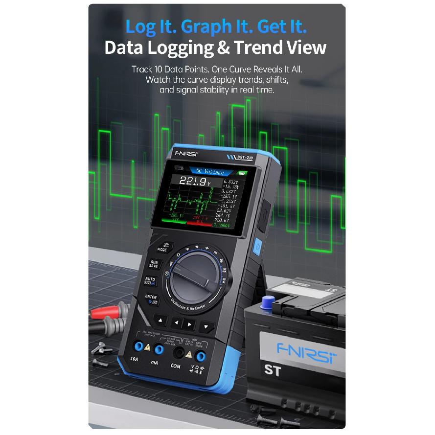 FNIRSI DST-210 and DST-201 3IN1 Digital Multimeter Oscilloscope Signal Source 19999 Counts 10MHz/1MHz Portable Electrician Tool