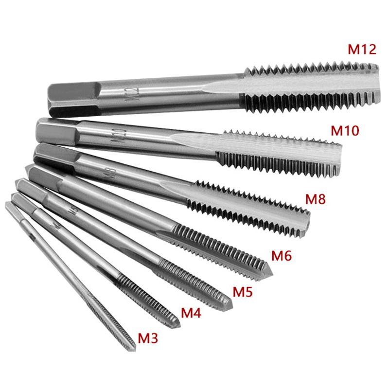 M3-M12 8/6 Pieces Metric Hand Tap Collection HSS Right-handed Tapping Drill Thread Punching Wrench Hand Tools Male To Make Thread In Steel