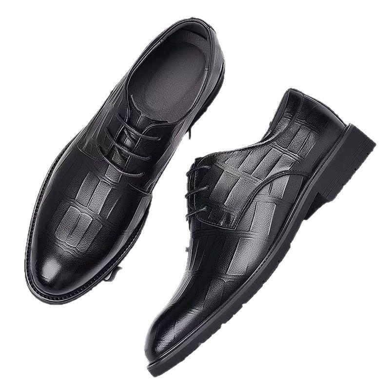 Spring and Autumn British Lace-up Business Dress Leather Shoes Men's Shoes Inner Height Increase Single Shoes Men's Casual Leather Shoes