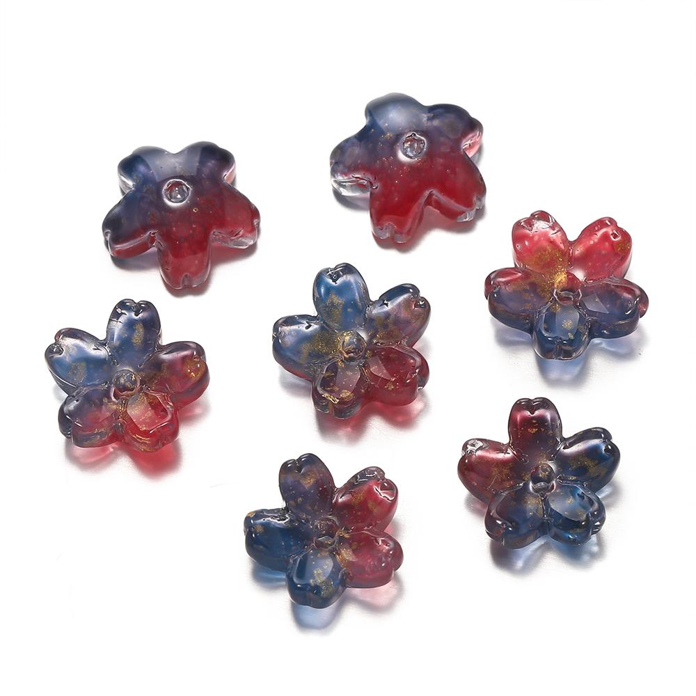 10Pcs/lot Glass Gradient Beads Cherry Blossom Scattered Beads Handcrafted DIY Production Jewelry Craft  Bracelet Accessories