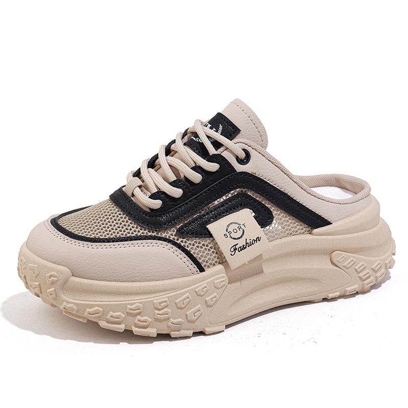 Summer new mesh breathable bag head shoes ins half slippers platform casual shoes CY