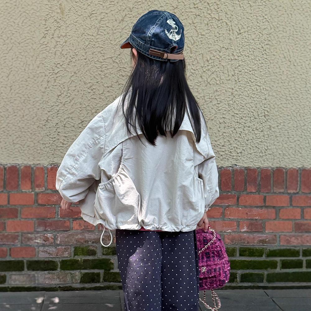 

Children s Quick-Dry Windbreaker Jacket - Autumn Japanese Style, Long Sleeve, Large Pocket, for Boys and Girls 140 cm бежевий