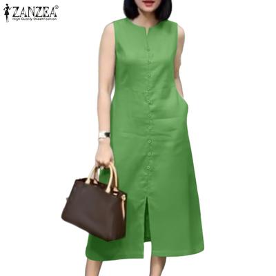 Women V-Neck Summer Sleeveless Loose Casual Dress