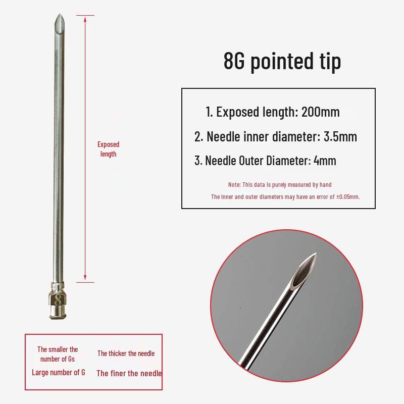 200mm Precision Stainless Steel Dispensing Needle with Pointed and Flat Tips