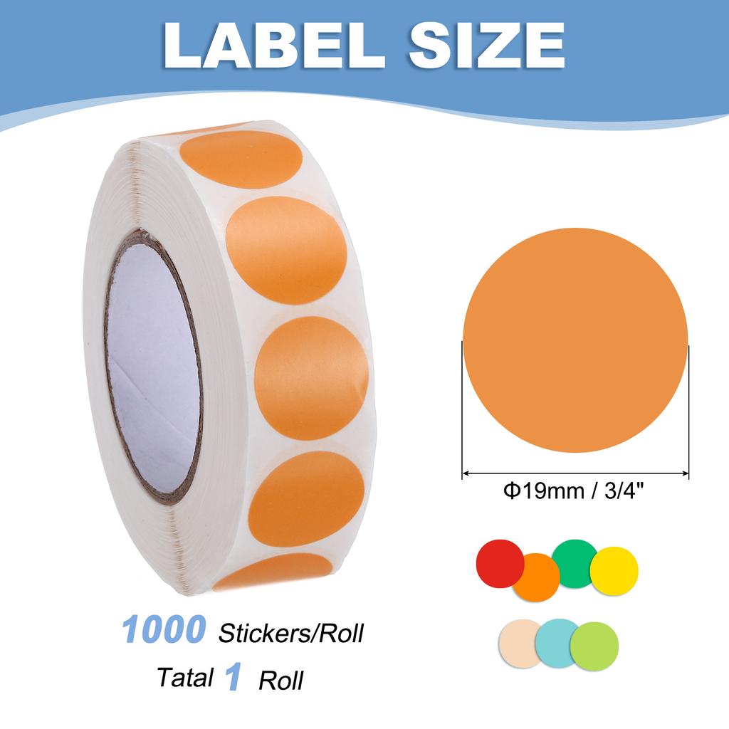 1000Pcs Colored Dot Stickers Color Coding Labels Blank Circle Stickers Adhesive Round Price Stickers for Office 12.7mm 19mm 25mm