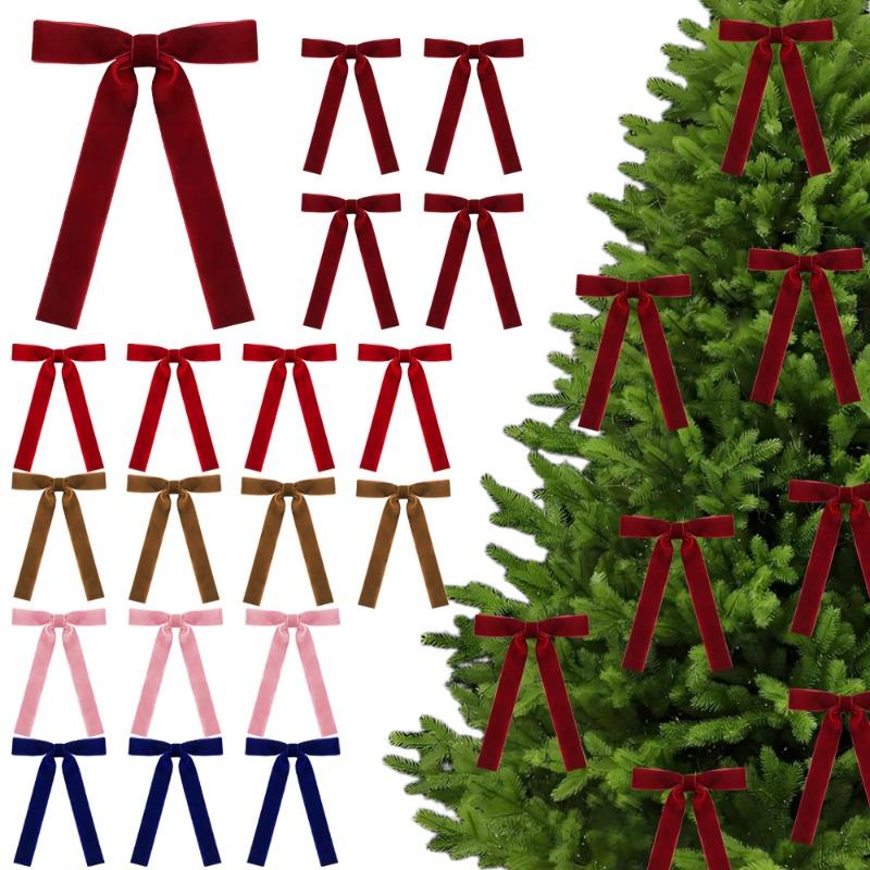 10 sztuk kokardek z wstążki Red Velvet Dekoracje choinkowe Świąteczne kokardki na prezenty Dekoracje wieńców bożonarodzeniowych I rękodzieło Xmas Kokardki