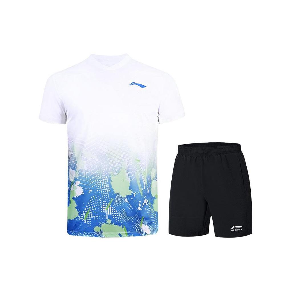 Li-Ning Printed Breathable Comfortable Sports Badminton Clothing Men Sportswear AAYU221-1