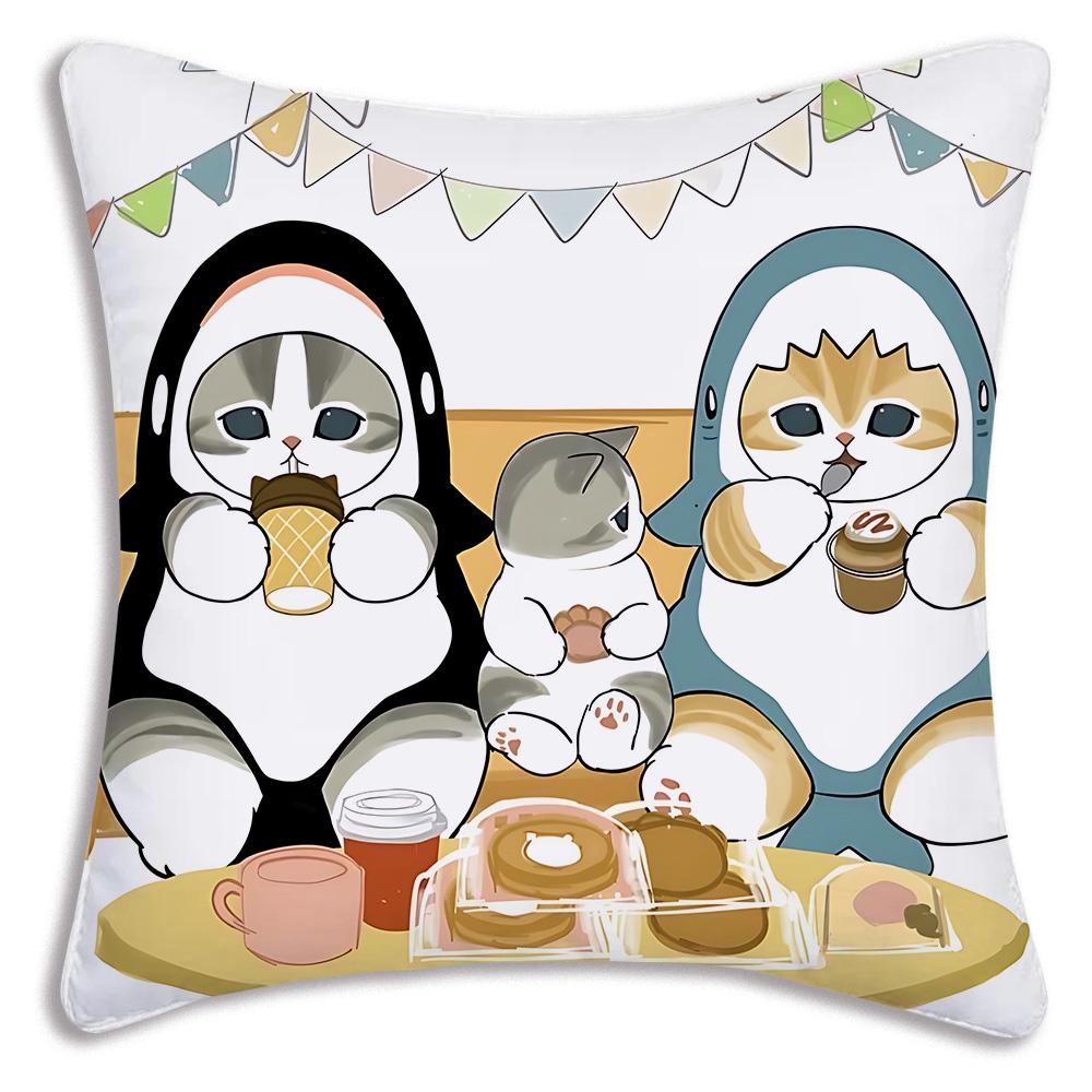 Cute Mofusands Pillow Covers Cartoon Sofa Decorative Home Double-Sided Printing Short Plush Cute Cushion Cover