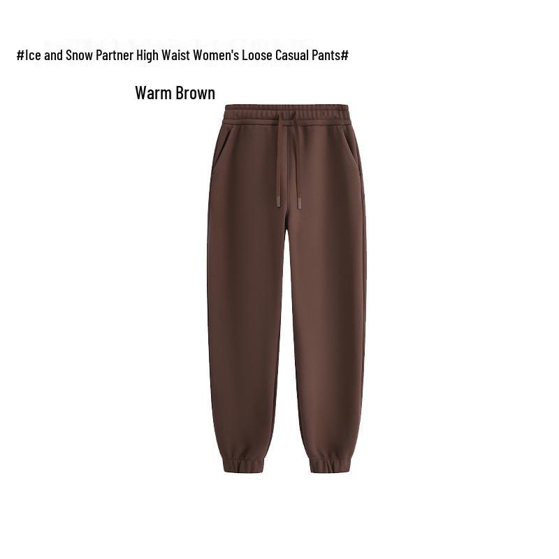 

Женские ветрозащитные спортивные штаны с высокой посадкой: Уютные и теплые осенне-зимние повседневные брюки свободного кроя. Large