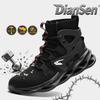 All-Season Casual Footwear Breathable Safety Shoes Steel Toe Sneakers High Top Shoe Anti-Puncture Anti-smash Work Sneakers Black