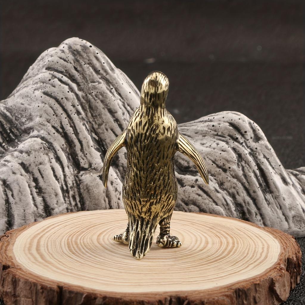 1Pc Pure Copper Emperor Penguin Copper Ornament, Creative Bronze Handle, Tea Pet Desktop Decorative Copper Handicrafts