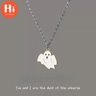 Hi Black Little Devil Halloween Funny Pendant Necklace Couple Cute Soft Cute Hoodie Chain European and American Imp Alloy Accessories