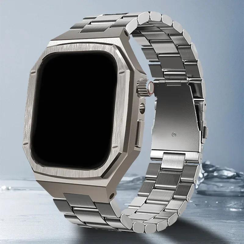

Роскошный металлический набор для модификации для Apple Watch 11 46мм 42мм Ремешок из нержавеющей стали + Металлический корпус для Iwatch Series10 42мм/46мм Ремешок Series11 42MM