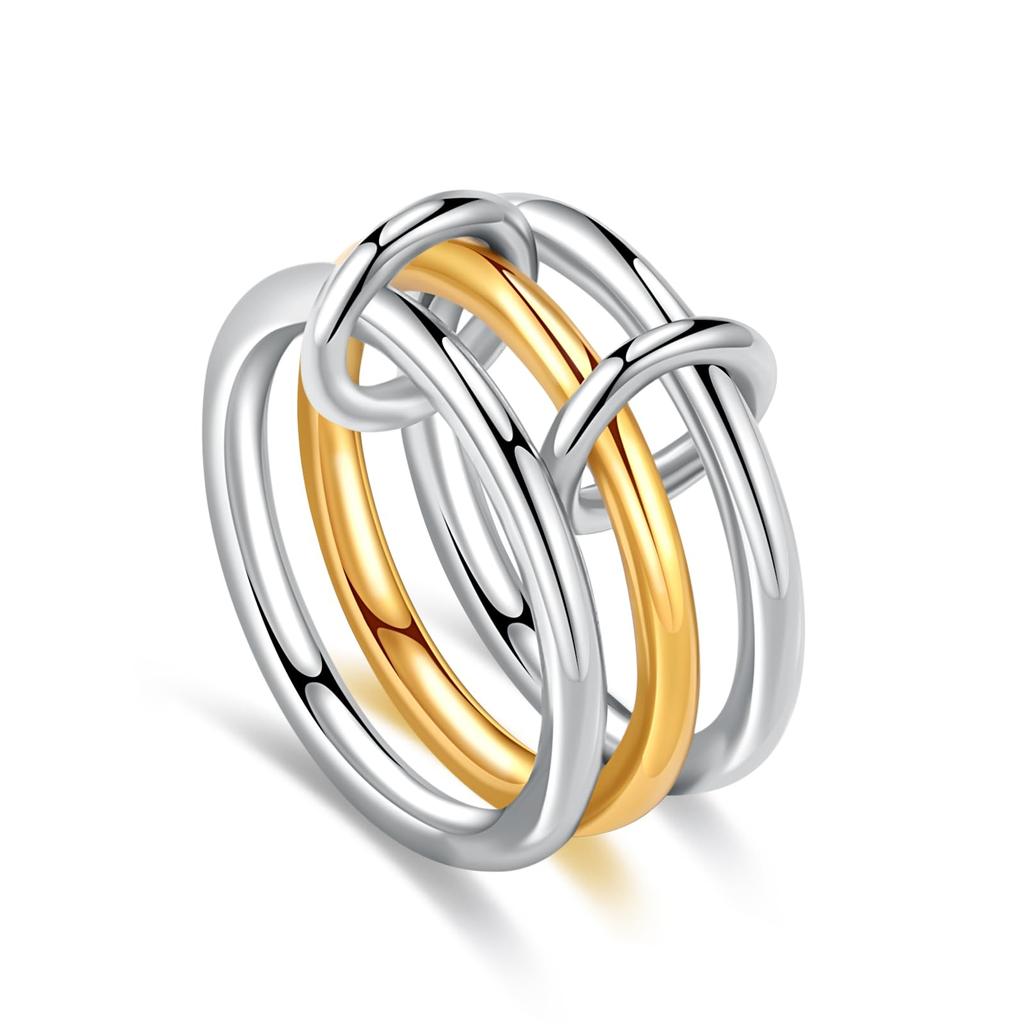 Fashion Gold And Silver Gold-Plated 4 Stackable One-Piece Thick Sparkling Zircon Rings For Women's Party Jewelry Rings