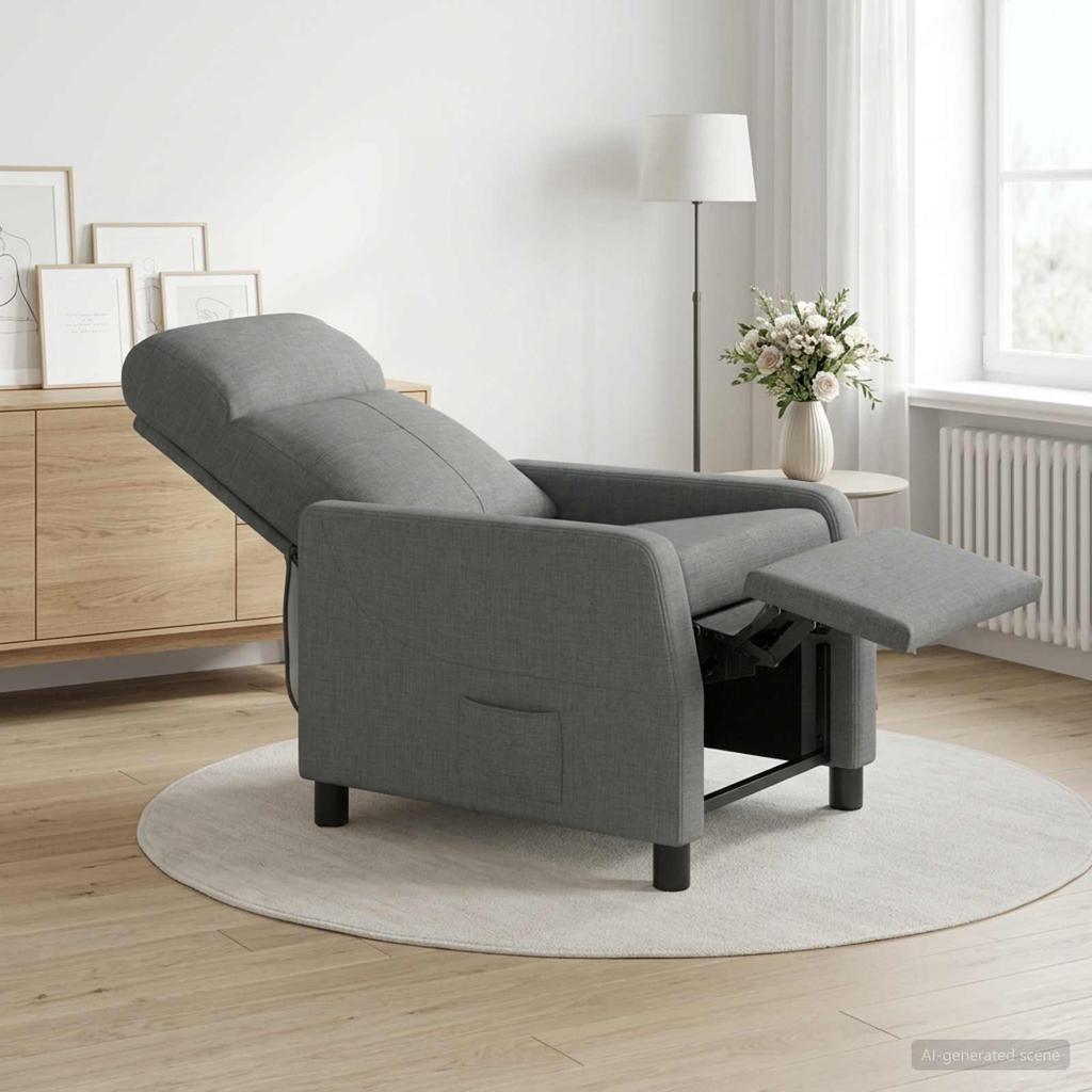 Recliner Armchair Dark Gray Fabric