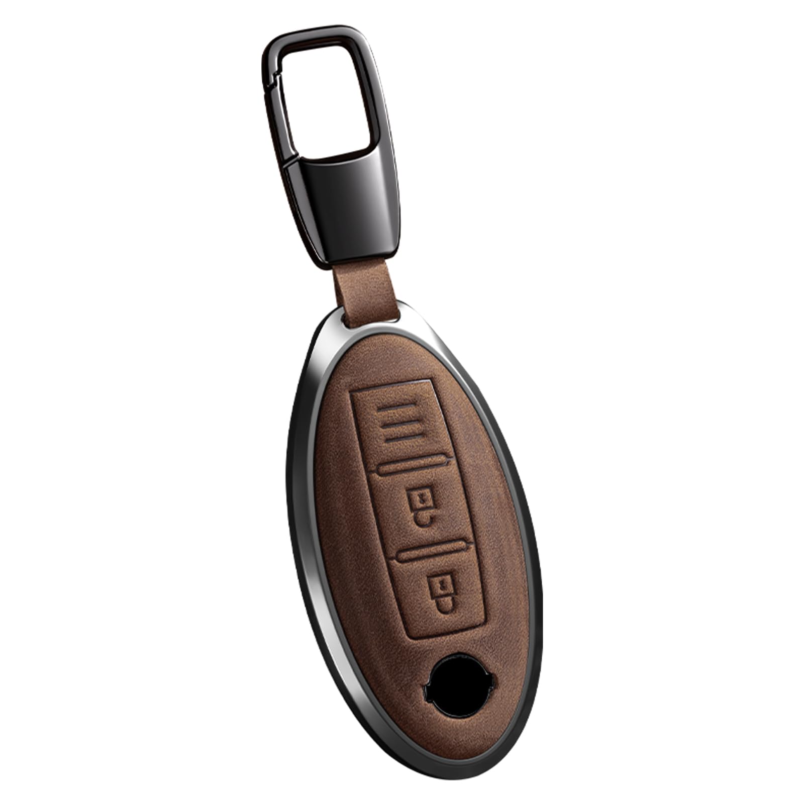 

Leather Smart Key Case for Serena X-Trail Elgrand Skyline, Scratch Resistant, Notebook Key Fob Cover 3 Buttons (A-brown) Small
