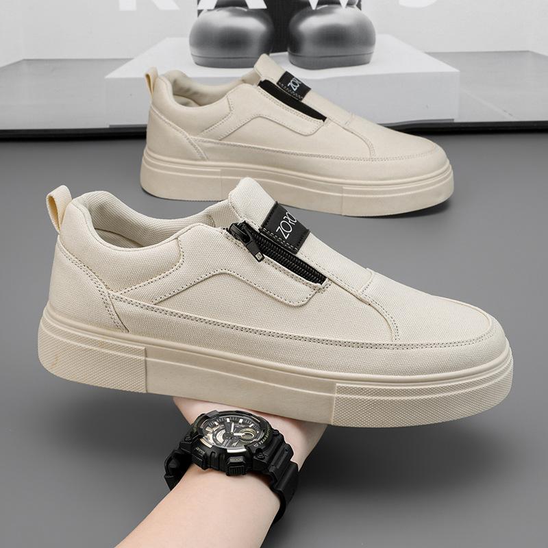 

Canvas shoes men s 2025 summer one-pedal zipper lazy driving breathable sports board shoes platform casual men 39