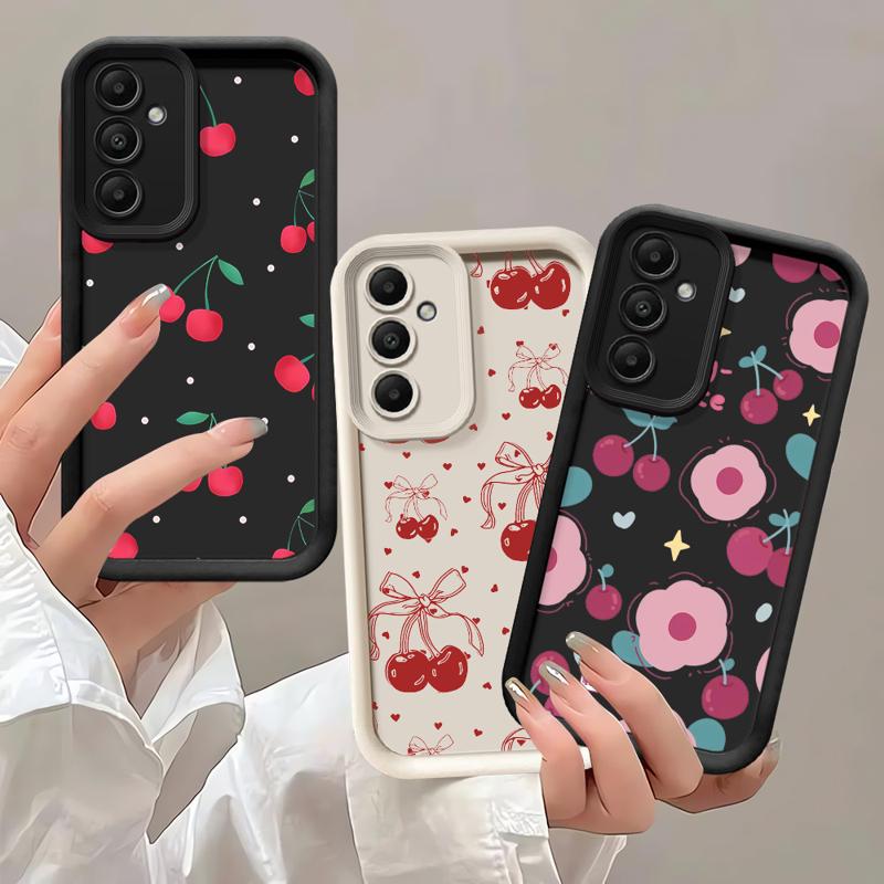 Handyhülle für Samsung Galaxy A55 A52 A33 Hüllen A24 A15 A12 A23 A22 5G A54 A52s A53 A14 funda Abdeckung Cartoon Einfache Kirschfrucht