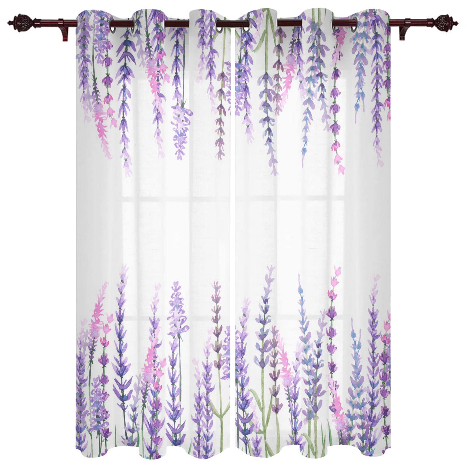 

Пасторальный стиль, лаванда, велосипедная оконная занавеска, домашний декор, шторы для гостиной, спальни, кухни, дверная занавеска 135W x 60H(cm)