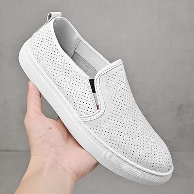 Pánské ležérní boty Nazouvací mokasíny Nízké prodyšné Lehké módní boty pro muže Chůze Bílé boty Zapatos De Hombre Dírkované