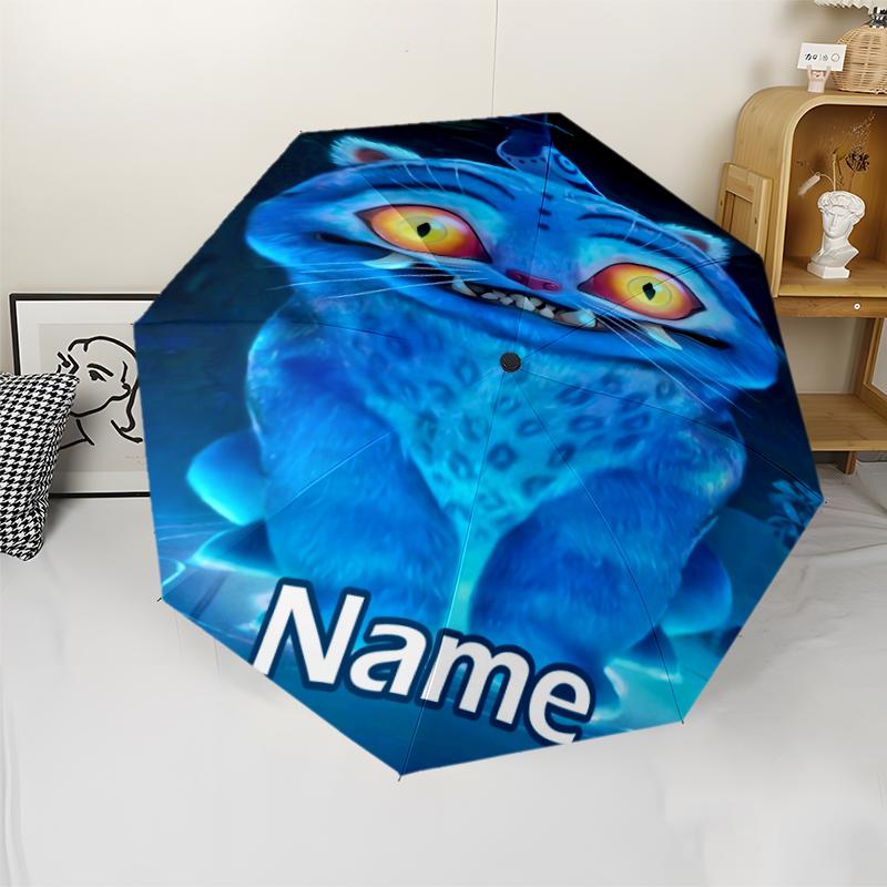 Ombrello Automatico Personalizzabile con Nome, Tema Cacciatori di Demoni KPop, Leggero e Portatile, 8 Stecche, Perfetto per Viaggi all'Aperto, Compleanni, Natale, Regali.