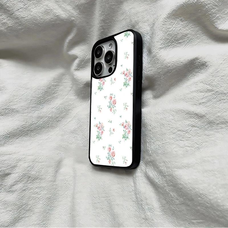 Korean fresh small floral application iPhone17promax mobile phone case 15 girl 16 matte PC13 large hole 14