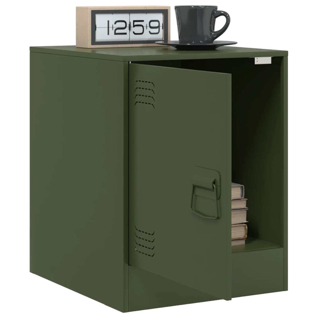 Nightstand Olive Green 34.5 x 39 x 44 cm Steel