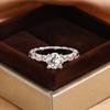 925 Silver Plated Classic White Zircon Four-Prong Ring for Women, Wedding Engagement Anniversary Jewelry Gift.