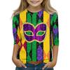 Print Tops For Youth Girls Round Neck 3/4 Sleeves T-Shirts Trendy Tops Outfit Tees