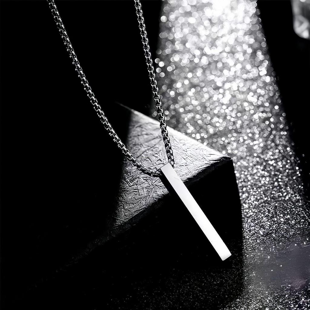 Stainless Steel 3D Rectangular Hip-Hop Necklace for Men & Couples