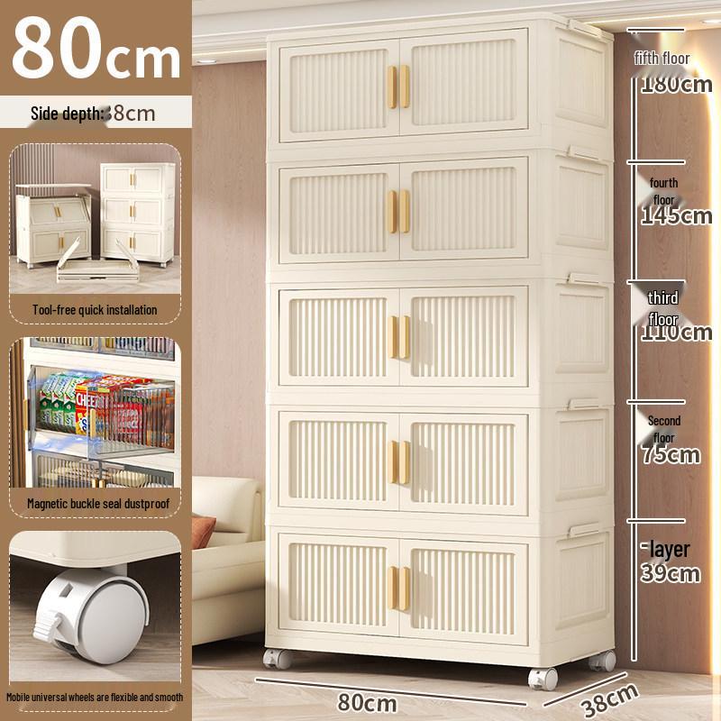 Folding Multi-Layer Plastic Storage Cabinet for Bedroom & Living Room