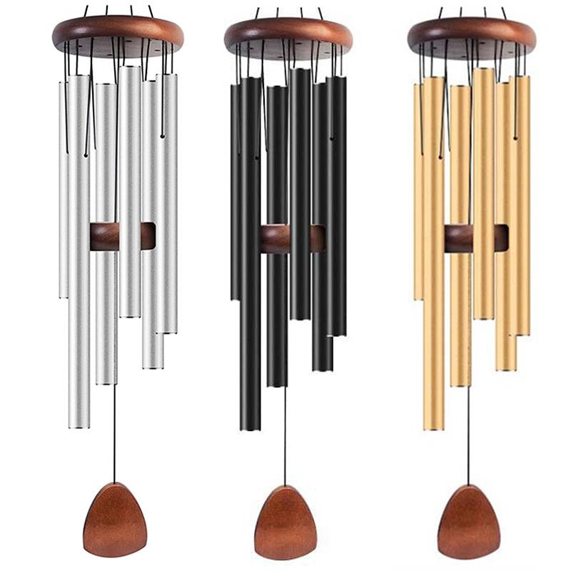 26 Inch Durable Aluminum Pipe Wind Chimes Long Tubes with Wooden Tag for Patio Balcony Corridor Ornament