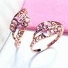 Purple Gold Hollow Car Flower Ring Cold Wind Rose Plated Rose Gold Wave Pattern Ring Jewelry Women