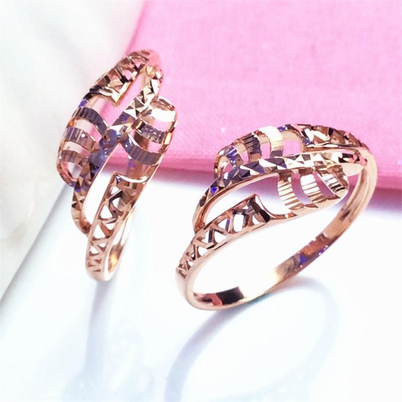 Purple Gold Hollow Car Flower Ring Cold Wind Rose Plated Rose Gold Wave Pattern Ring Jewelry Women