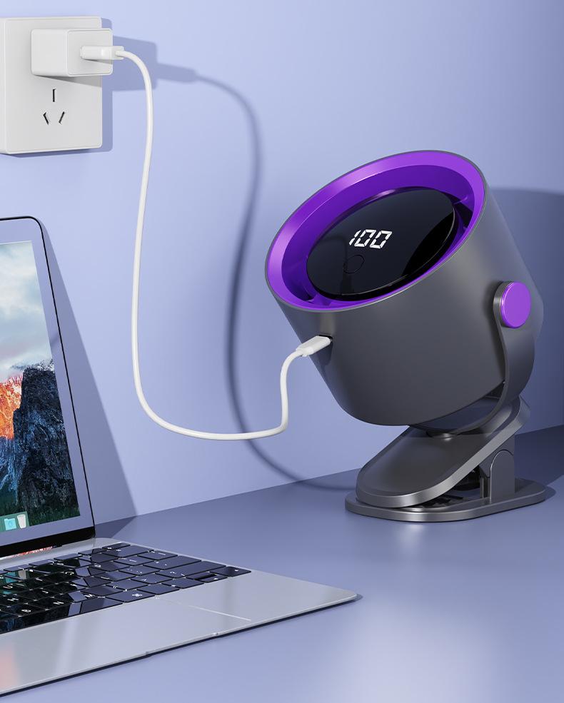 100-Speed Digital Display Desktop & Wall-Mount Rechargeable Fan for Home, Dorm, & Outdoor Use
