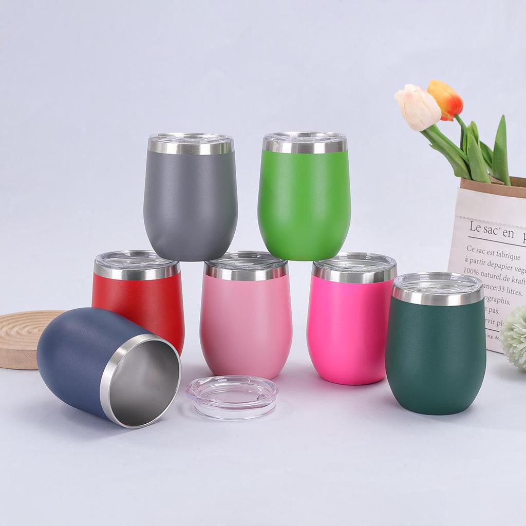 12oz U-Shaped Eggshell Stainless Steel Thermos Cup, Double-Layer Vacuum Insulated